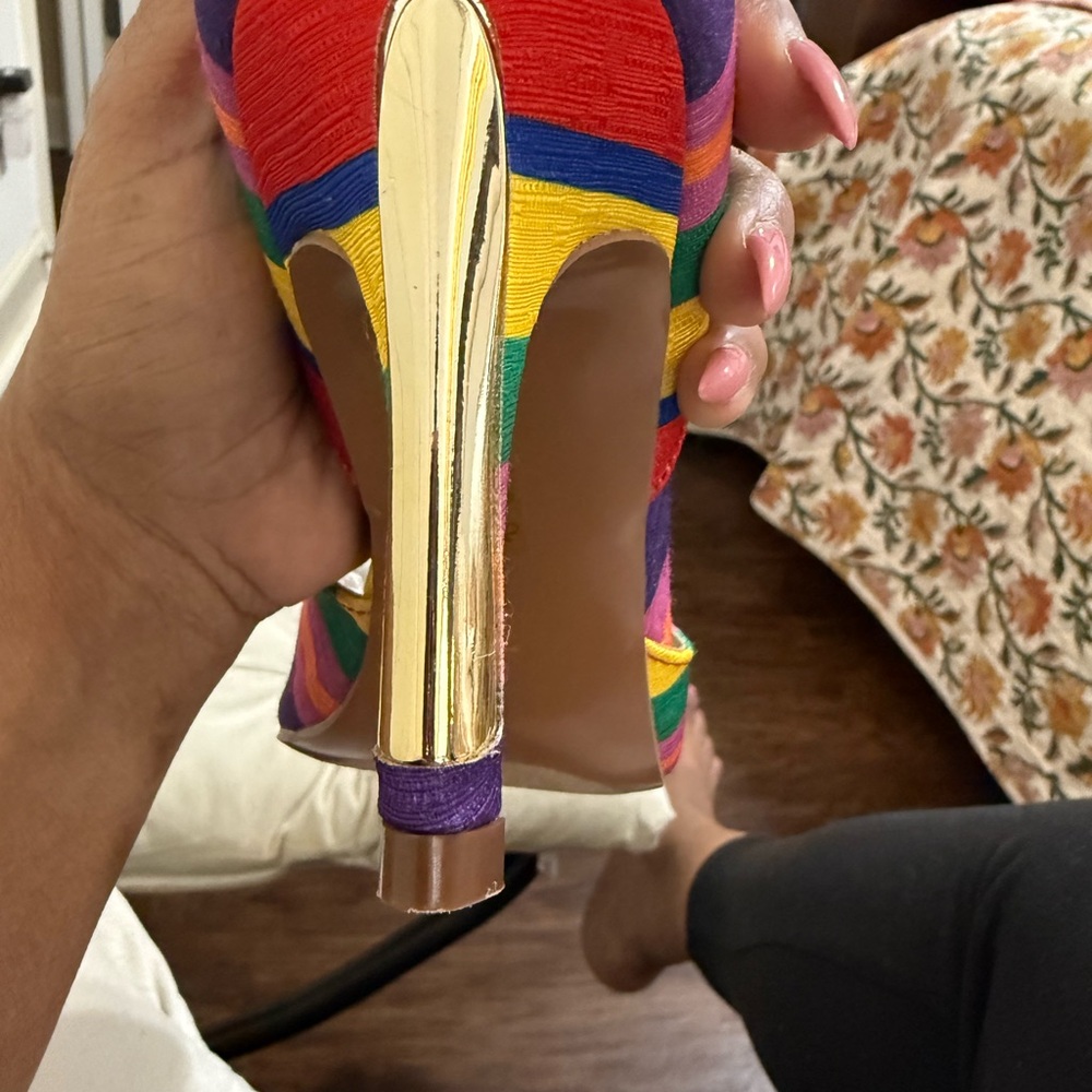 J.Renee Multicolor High Heel Shoes with Gold Accent